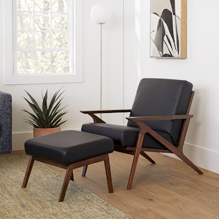 Otio 26" Leather Lounge Set - Walnut and Black