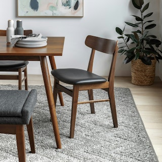 Ecole Leather Dining Chair - Walnut and Black
