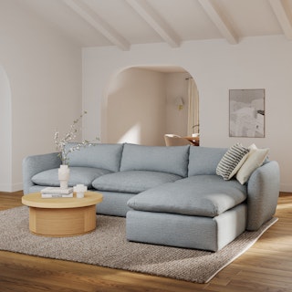 Leigh 131.5" Modular Sectional - Silver Light Blue