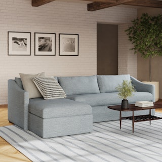 Landry 109" Left Sleeper Sectional - Silver Light Blue
