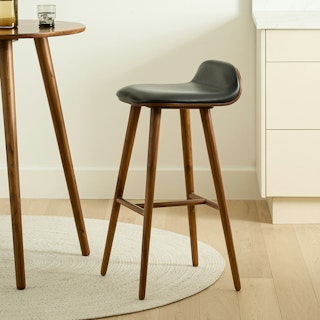 Sede Leather Bar Stool - Walnut and Black