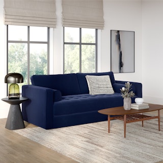 Sven 88" Tufted Velvet Sofa Bed - Plush Cascadia Blue