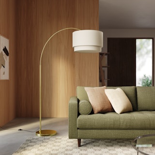 Zebu Large Linen Floor Lamp - Brass
