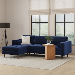 Sven 100" Tufted Velvet Left Sectional - Plush Cascadia Blue