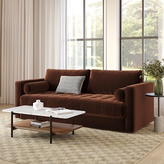 Sven 88" Tufted Velvet Sofa Bed - Plush Pacific Brown