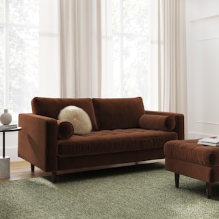 Sven 72" Tufted Velvet Loveseat - Plush Pacific Brown