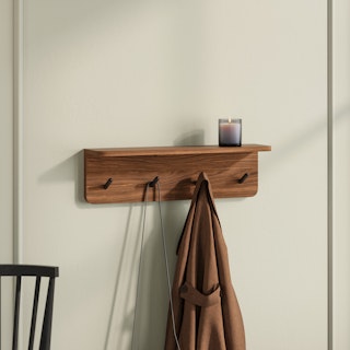 Williams 24" Shelf and Coat Rack - Black and Walnut