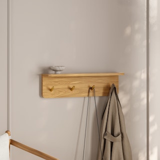 Williams 24" Shelf and Coat Rack - Brass and Oak