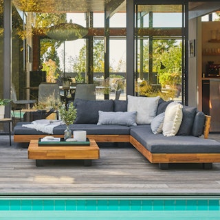 Lubek 100.5" Outdoor Low Corner Sectional - Slate Gray