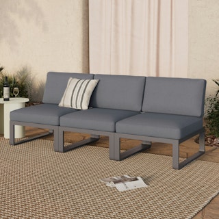 Kezia 84" Outdoor Armless Modular Sofa - Whale Gray