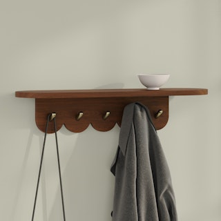 Shelly 24.5" Shelf and Coat Rack - Brass and Walnut
