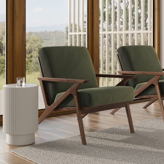 Otio 26" Velvet Lounge Chair - Walnut and Hale Fir Green