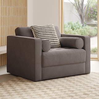 Sven 45.5" Tufted Velvet Sleeper Chair - Hale Warm Gray