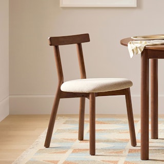 Ulka Dining Chair - Walnut and Ratine Buff