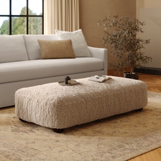 Berkley 59" Ottoman - Long Shearling Taupe