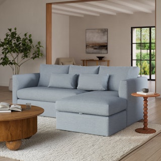 Marina 90" Reversible Sleeper Storage Sectional - Silver Light Blue