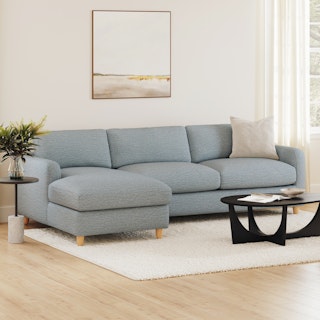 Vati 114" Left Storage Sleeper Sectional - Silver Light Blue