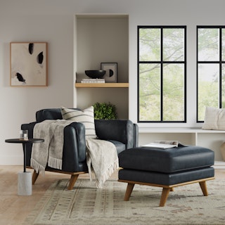 Timber 41" Leather Lounge Chair - Charme Black