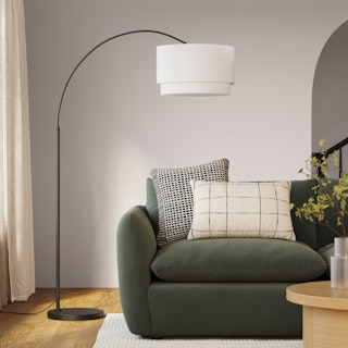 Zebu Large Linen Floor Lamp - Black